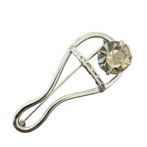 Vintage Brooch Bond Boyd Sterling Smoky Grey Rhinestone Round 60's Pin